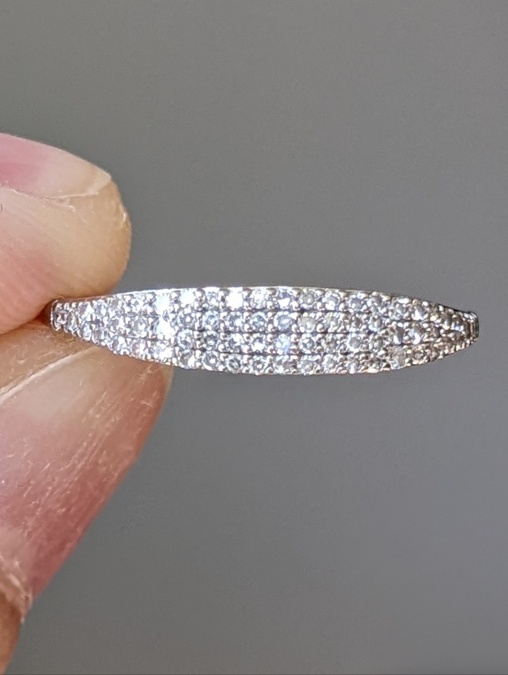 Mejuri 14K White Gold Pave Diamond Slim Signet Ring